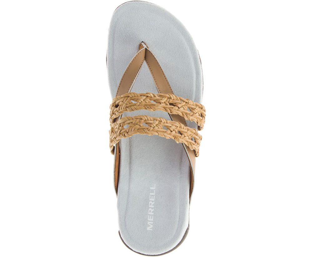 Merrell Sandals Brown/White - Terran Braid Thong - Womens 46VXLOFCH